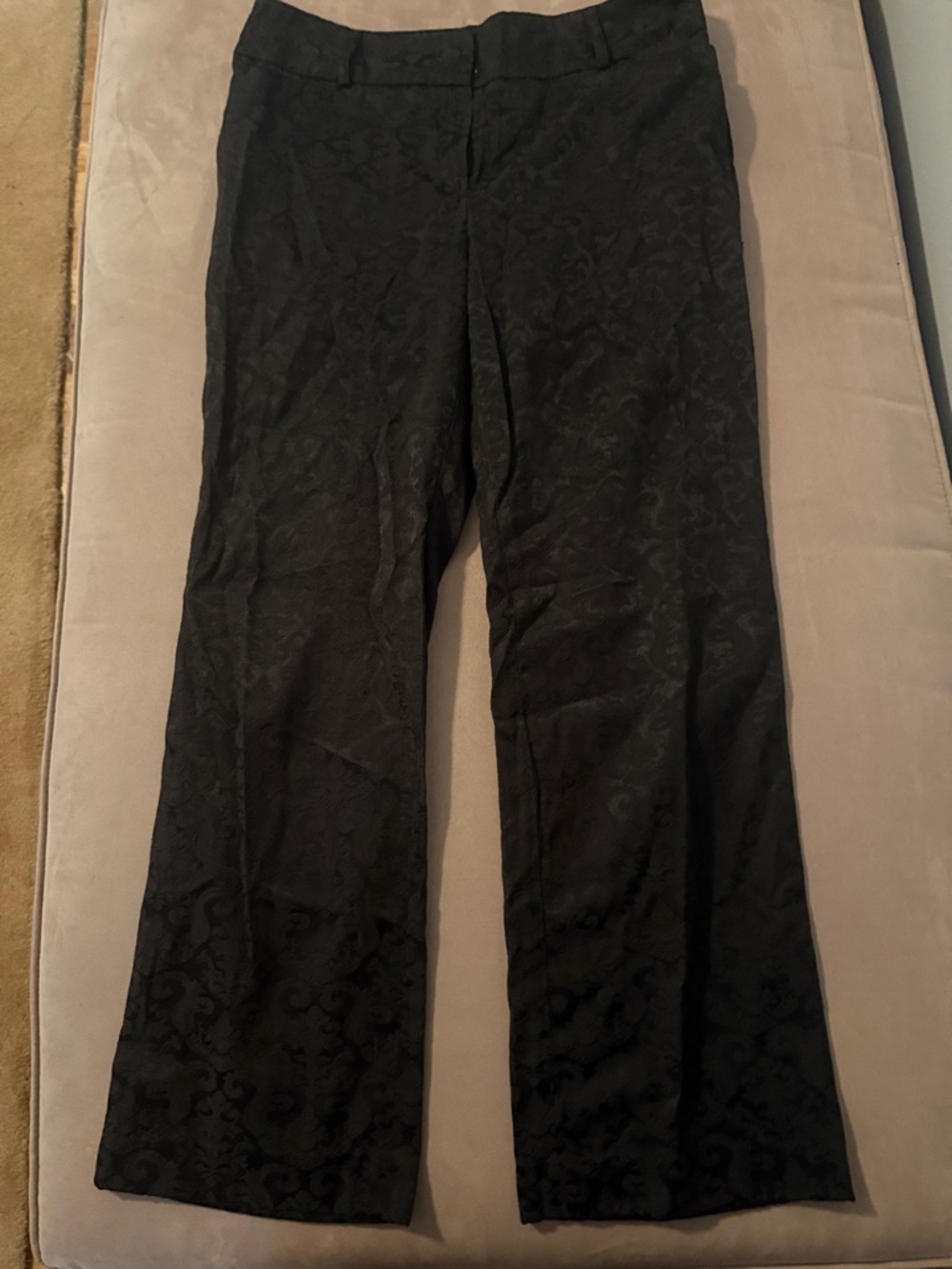 Willi Smith Black Straight Leg Pants with Subtle Jacquard Pattern